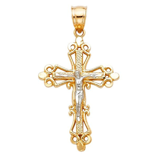 14K 2T Religious Crucifix Pendant