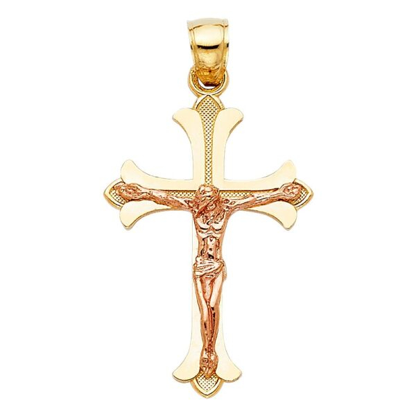 14K 2T Religious Crucifix Pendant