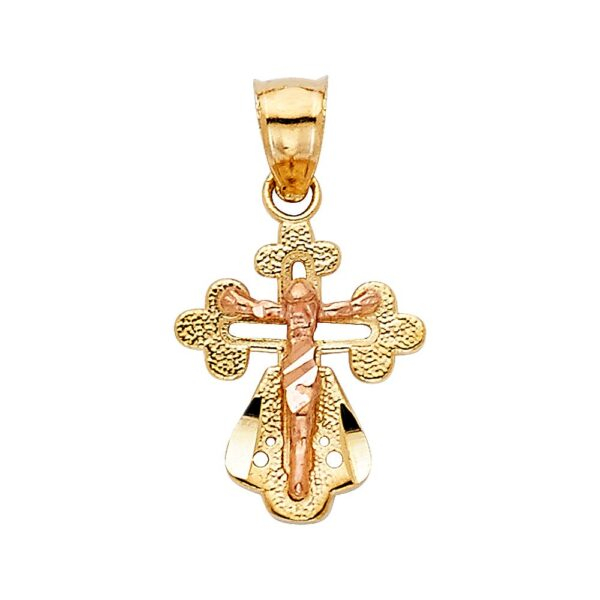 14K 2T Religious Crucifix Pendant