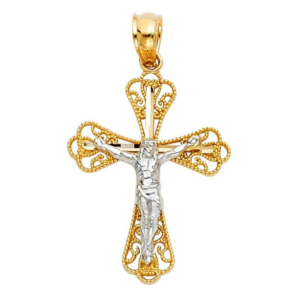 14K 2T Religious Crucifix Pendant