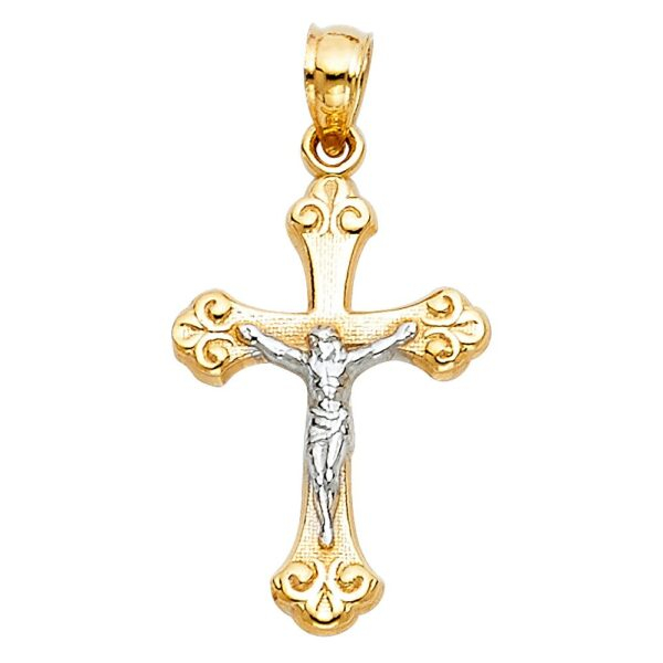 14K 2T Religious Crucifix Pendant