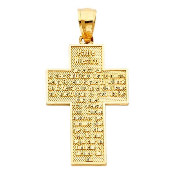 14K Padre Nuestro Religious Cross Pendant