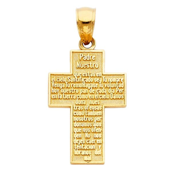 14K Padre Nuestro Religious Cross Pendant