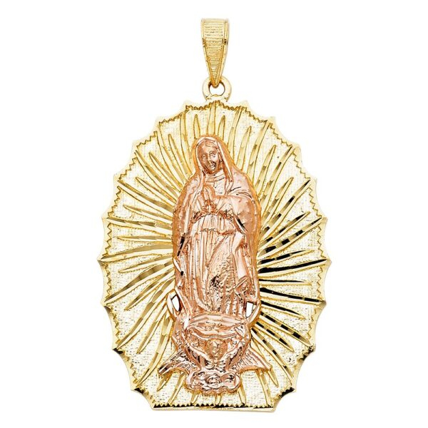 14K 2T Religious Guadalupe Pendant