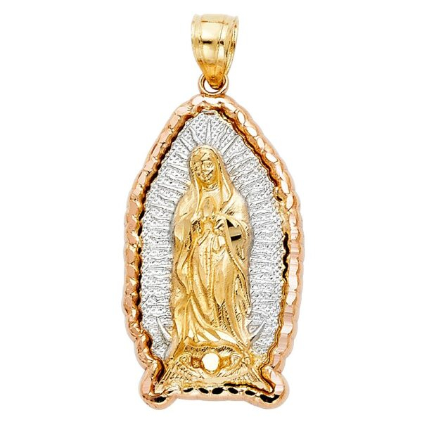 14K 2T Religious Guadalupe Pendant