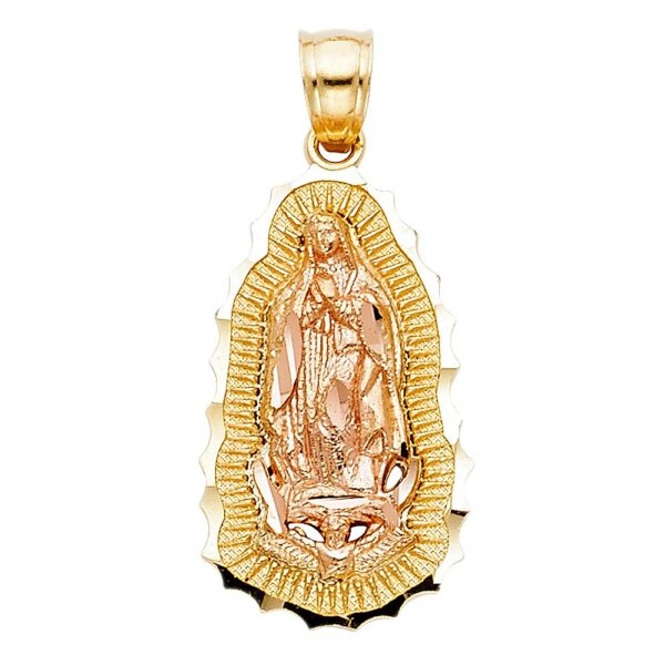 14K 2T Religious Guadalupe Pendant