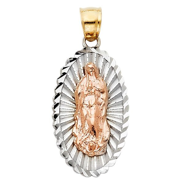 14K 2T Religious Guadalupe Pendant