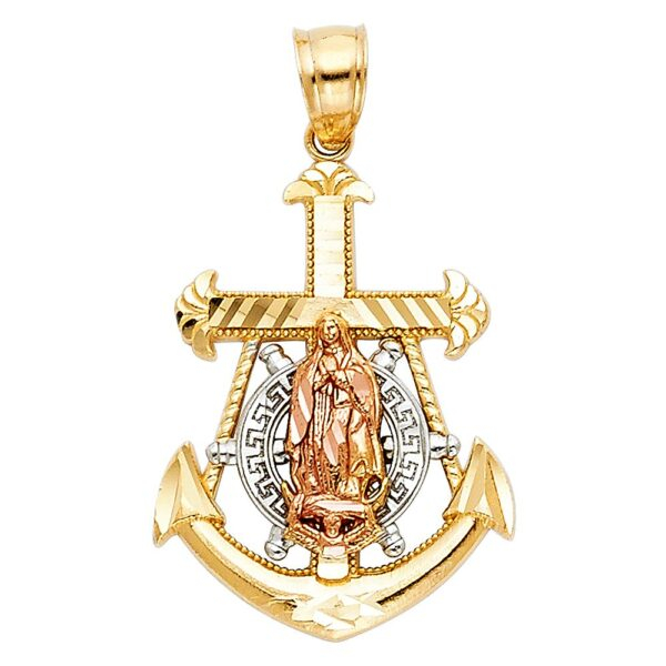 14K 3C Guadalupe Anchor Religious Pendant