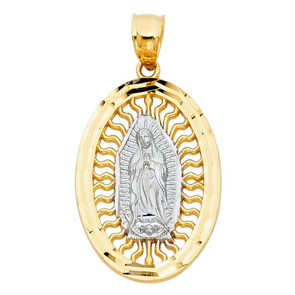 14K 2T Religious Guadalupe Pendant