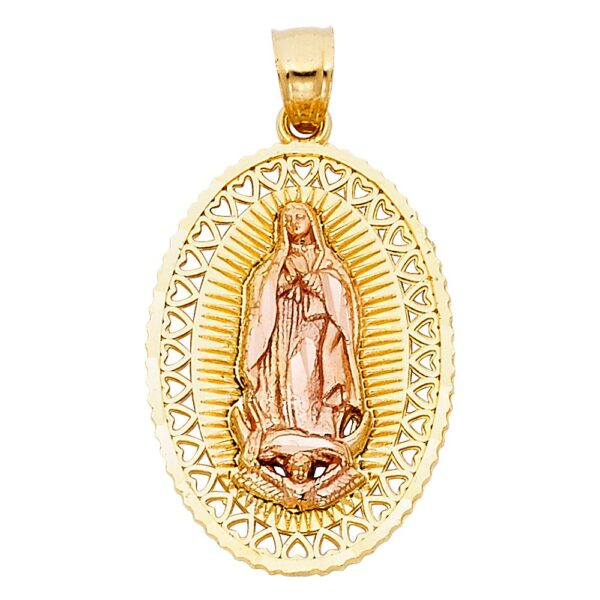 14K 2T Religious Guadalupe Pendant