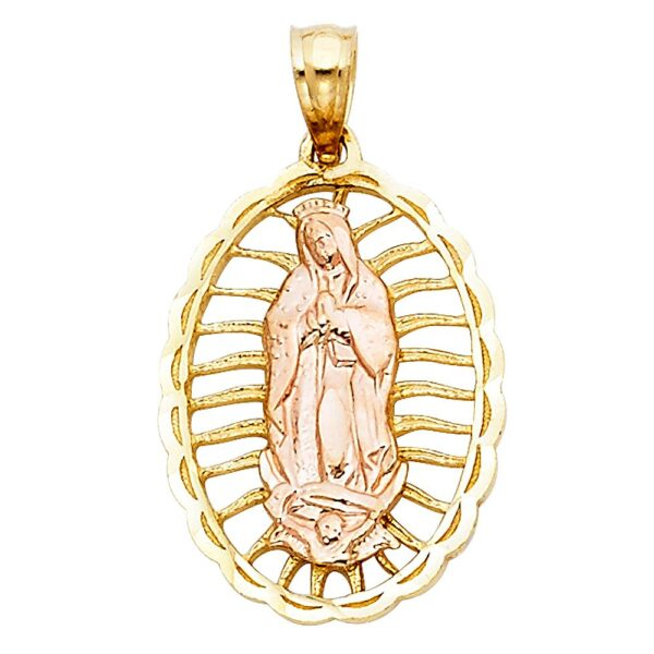 14K 2T Religious Guadalupe Pendant