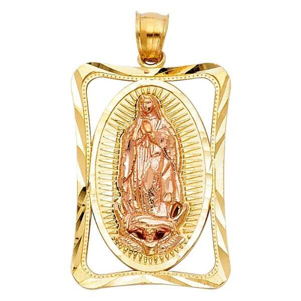 14K 2T Religious Guadalupe Pendant