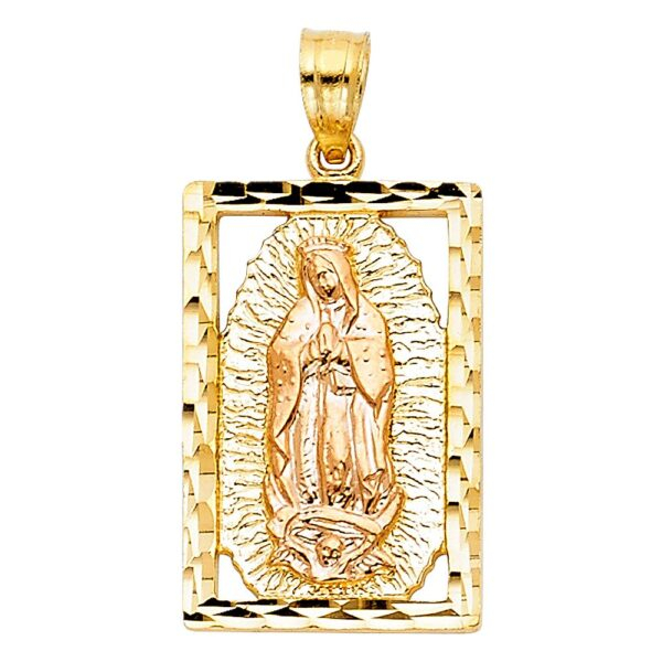 14K 2T Religious Guadalupe Pendant