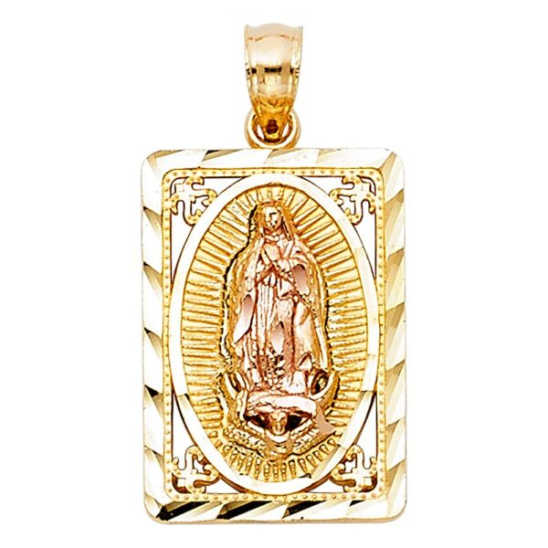 14K 2T Religious Guadalupe Pendant