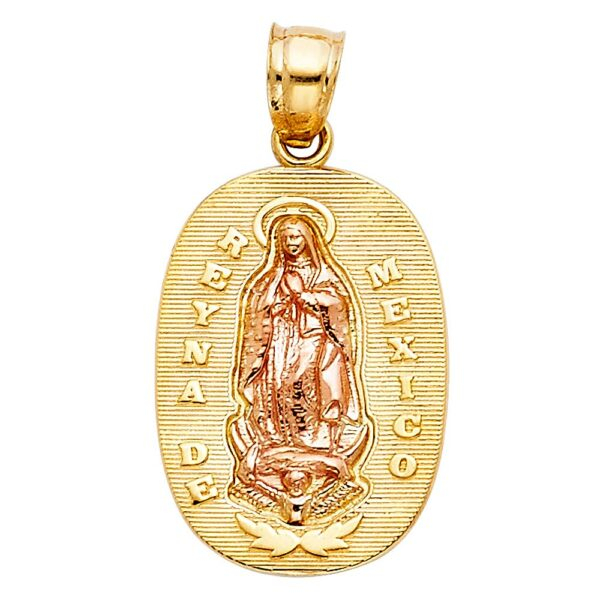 14K 2T Religious Guadalupe Pendant