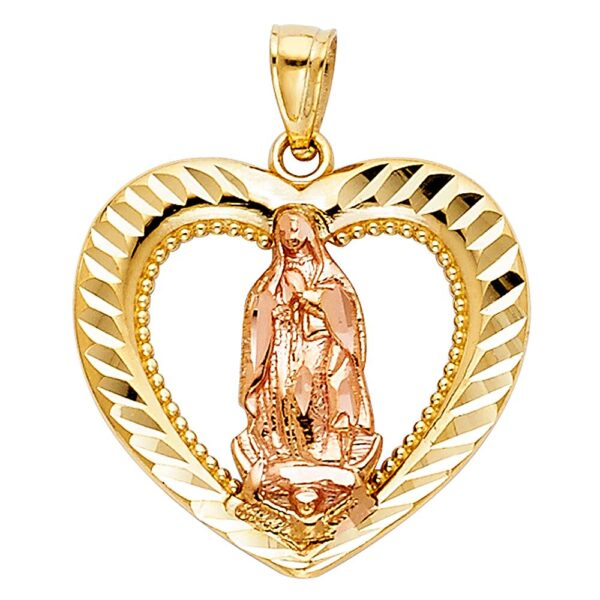 14K 2T Religious Guadalupe Pendant