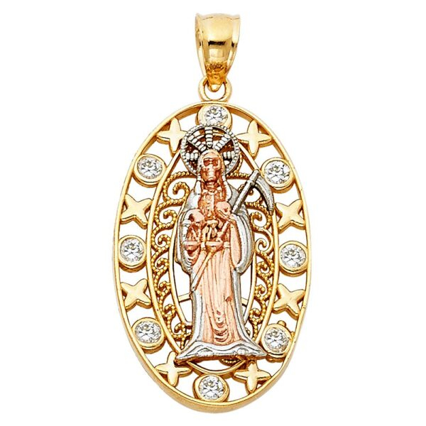 14K 3C Religious Santa Muerte Pendant