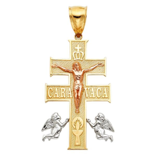 14K 3C Religious Cross of Caravaca Pendant