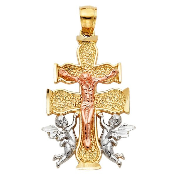 14K 3C Religious Cross of Caravaca Pendant