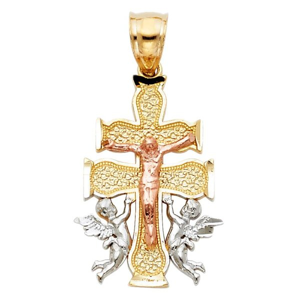 14K 3C Religious Cross of Caravaca Pendant