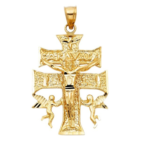 14K Religious Cross of Caravaca Pendant