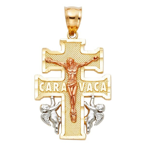 14K 3C Religious Cross of Caravaca Pendant