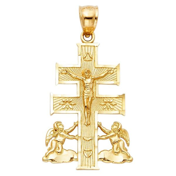 14K Religious Cross of Caravaca Pendant