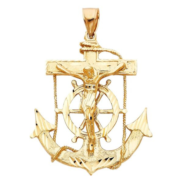 14K Mariner Religious Crucifix Pendant