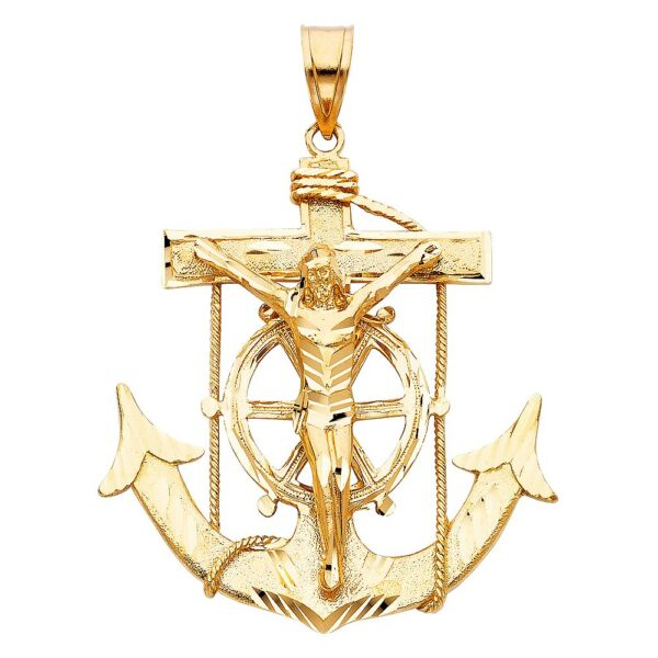 14K Mariner Religious Crucifix Pendant