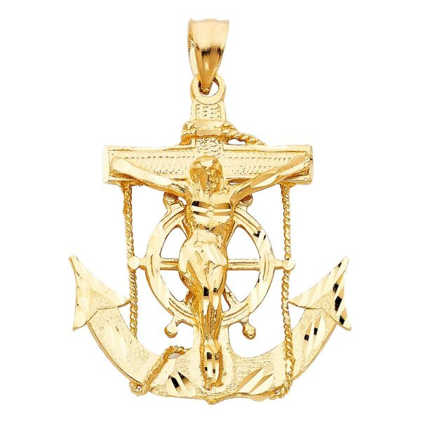 14K Mariner Religious Crucifix Pendant