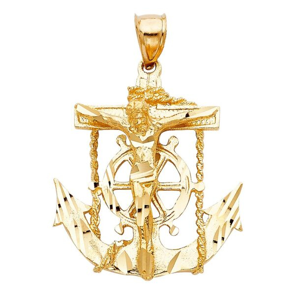 14K Mariner Religious Crucifix Pendant