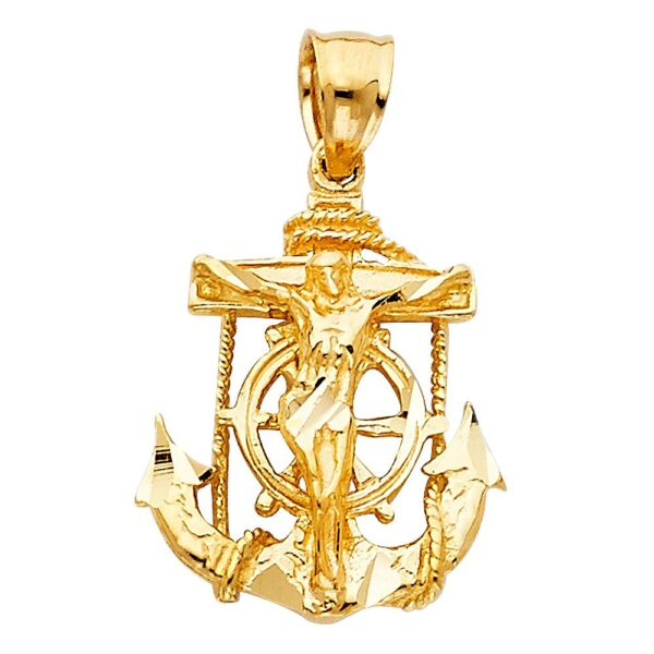 14K Mariner Religious Crucifix Pendant