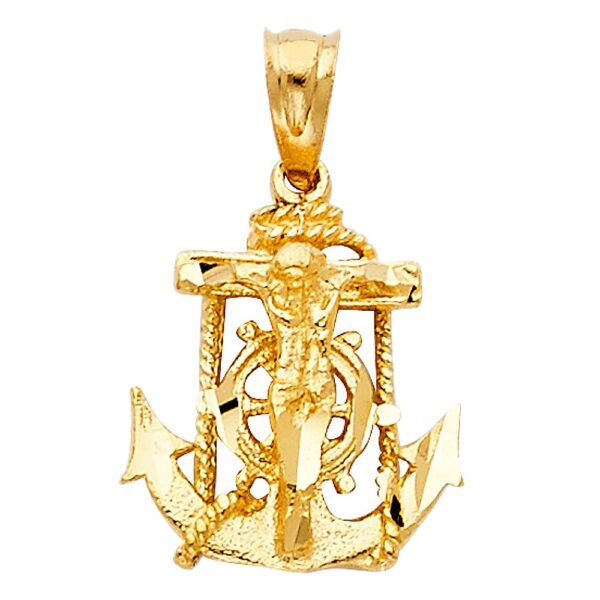 14K Mariner Religious Crucifix Pendant