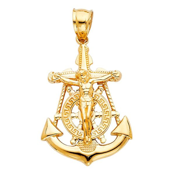 14K Mariner Religious Crucifix Pendant