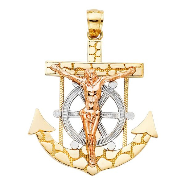 14K 2T Mariner Religious Crucifix Pendant