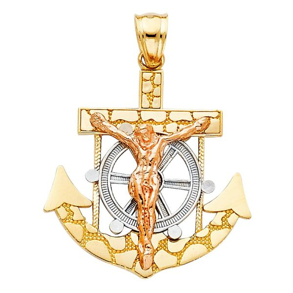 14K 2T Mariner Religious Crucifix Pendant