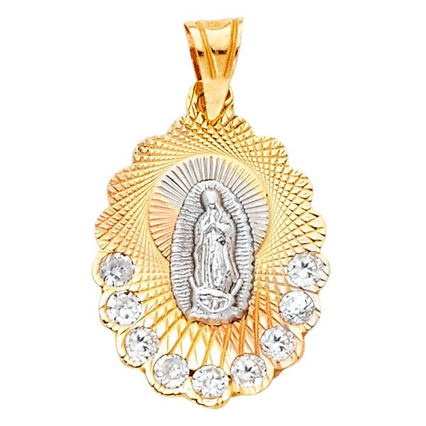 14K 3C Religious Guadalupe CZ Pendant