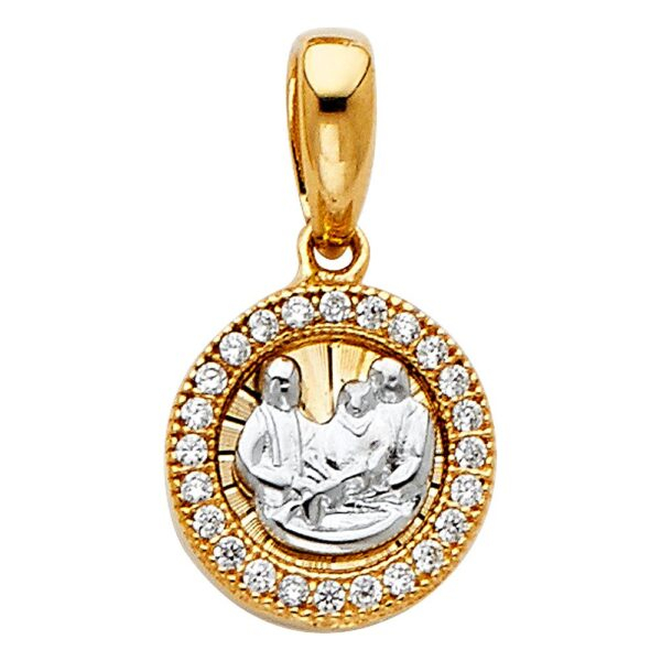 14K 2T CZ Religious Baptism Pendant