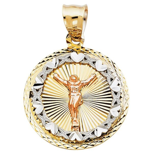 14K 3C Religious Crucifix Stamp Pendant