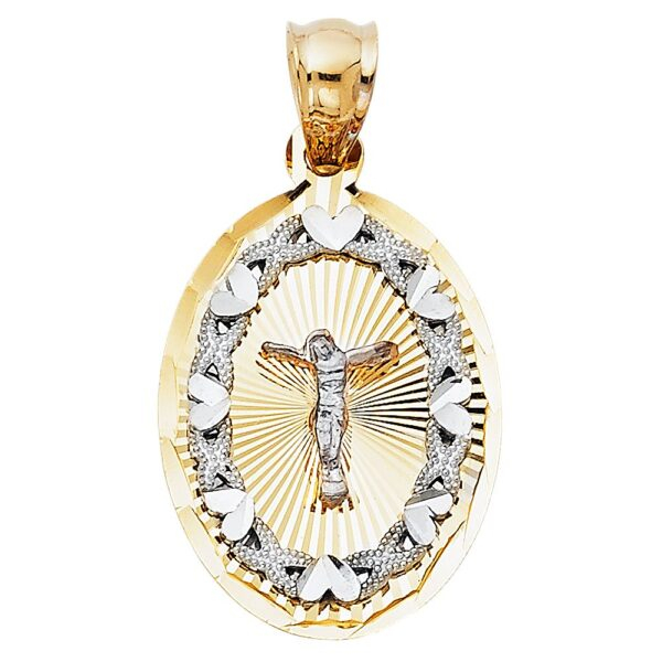 14K 3C Religious Crucifix Stamp Pendant