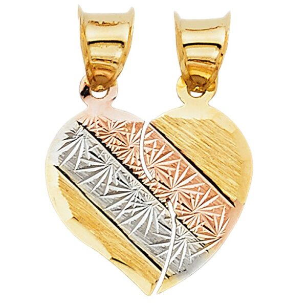 14K 3C Heart 2 Piece Pendant Set