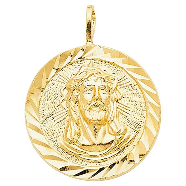 14K Religious Jesus Christ Stamp Pendant