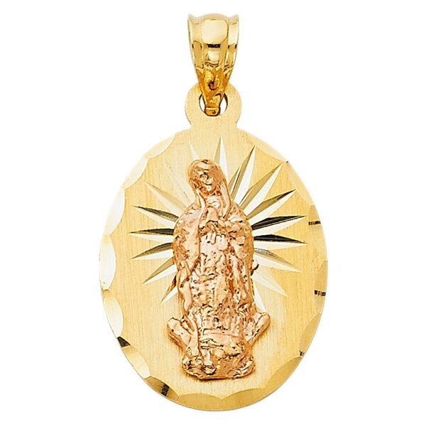 14K 2T Religious Guadalupe Pendant