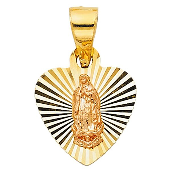 14K 2T Religious Guadalupe Pendant