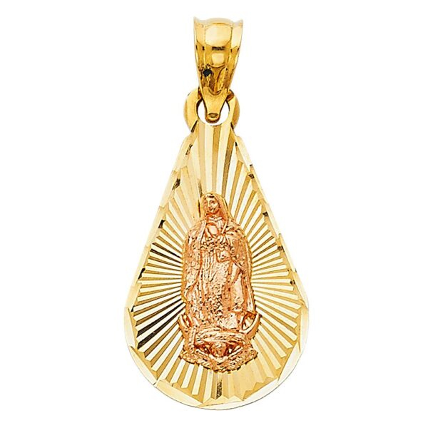 14K 2T Religious Guadalupe Pendant