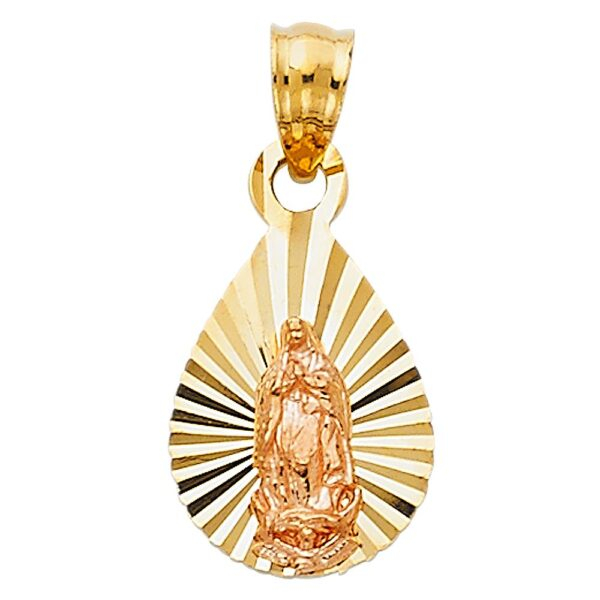 14K 2T Religious Guadalupe Pendant