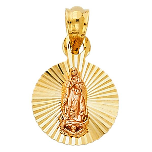 14K 2T Religious Guadalupe Pendant