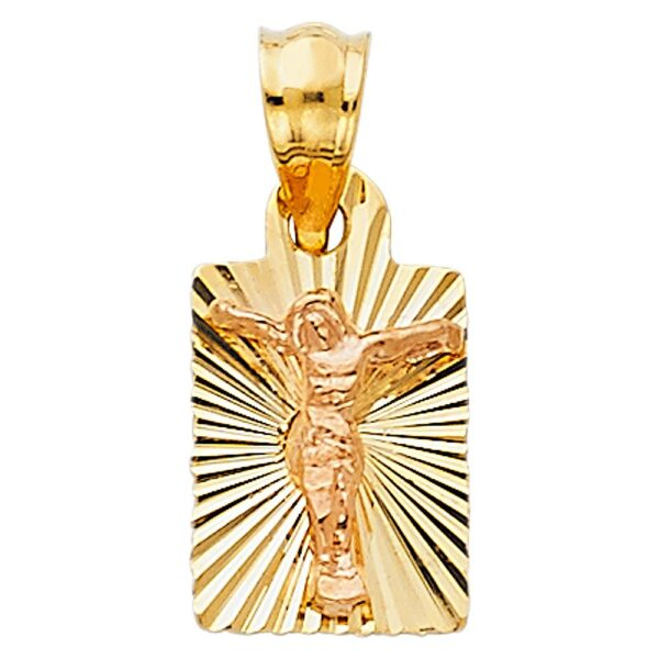 14K 2T Religious Crucifix Stamp Pendant