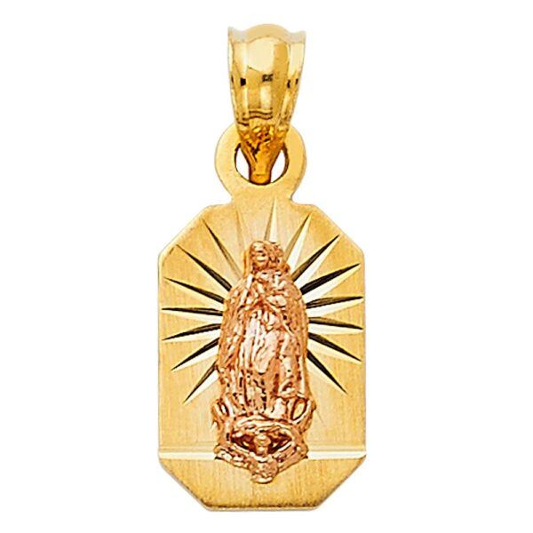 14K 2T Religious Guadalupe Pendant