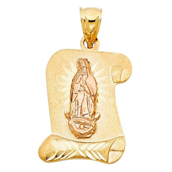 14K 2T Religious Guadalupe Pendant